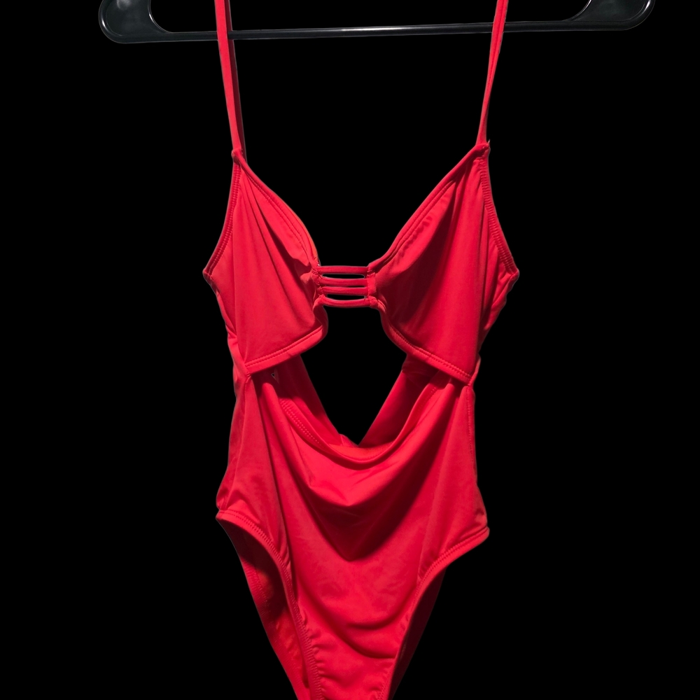 Hobie Bright Orange Strappy Cutout One-Piece Swimsuit